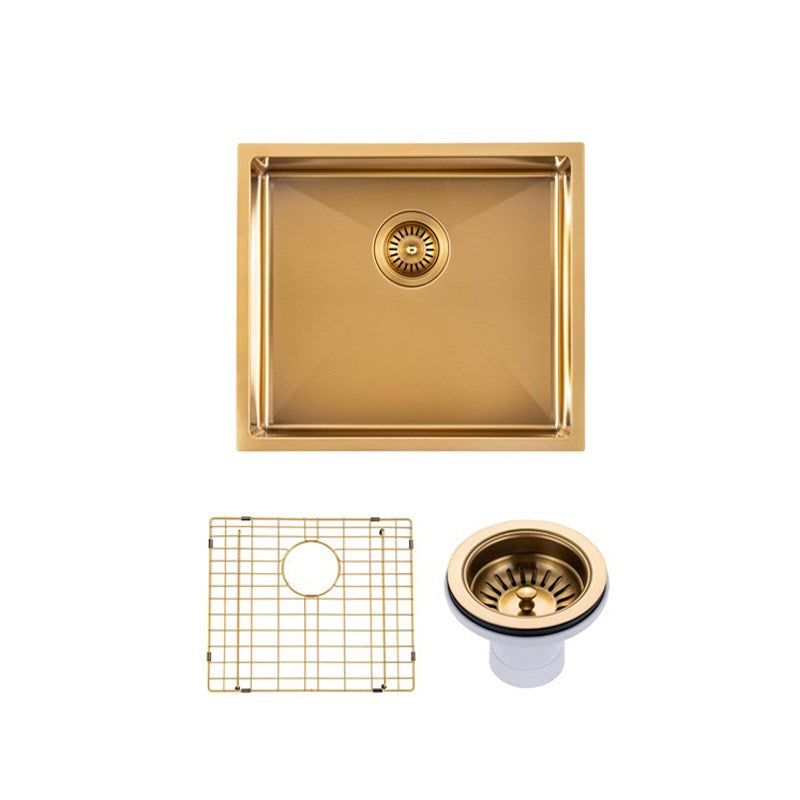 510x450x230mm Brushed Brass Stainless Steel PVD Single Bowl Kitchen Sink - MTO Marbles & Tiles Outlet