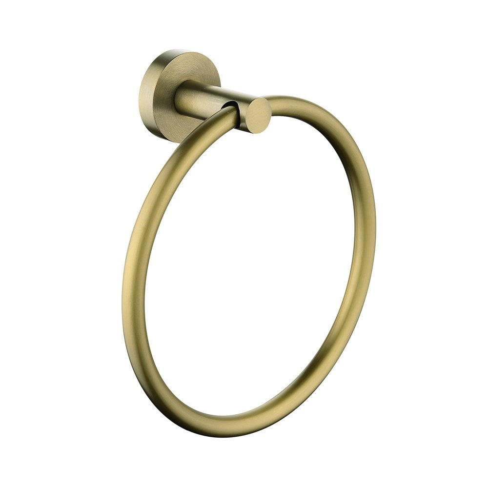 LUCID PIN - Brushed Brass Towel Ring - MTO Marbles & Tiles Outlet