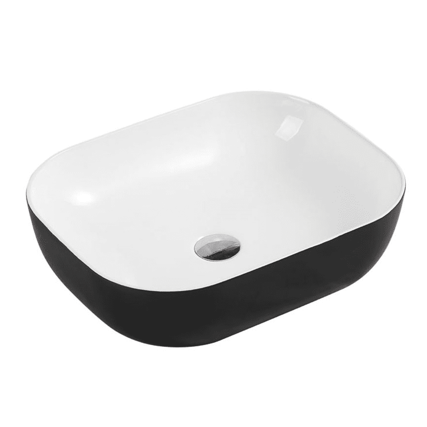 Chur 43 Counter-top Round-edged Square Basin - Black & White - MTO Marbles & Tiles Outlet