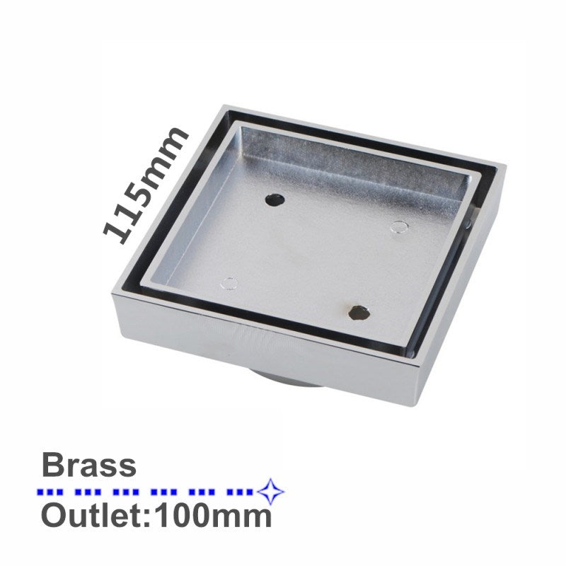 115x115mm Chrome Tile Insert Drain - MTO Marbles & Tiles Outlet