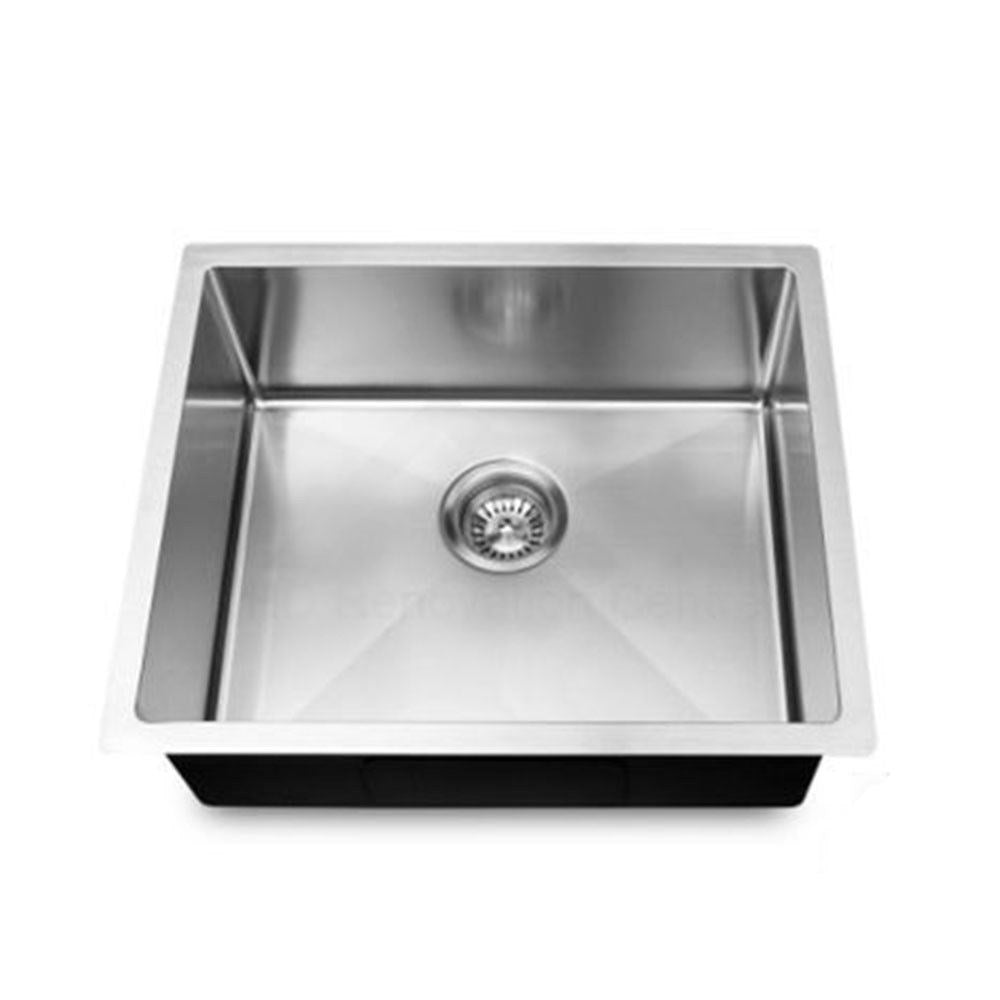 440x440x205mm Chrome Stainless Steel Single Bowl Kitchen Sink - MTO Marbles & Tiles Outlet