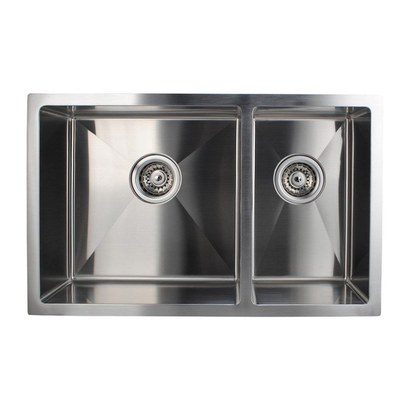 710x450x205mm Chrome Stainless Steel 1 & 1/2 Bowl Kitchen Sink - MTO Marbles & Tiles Outlet