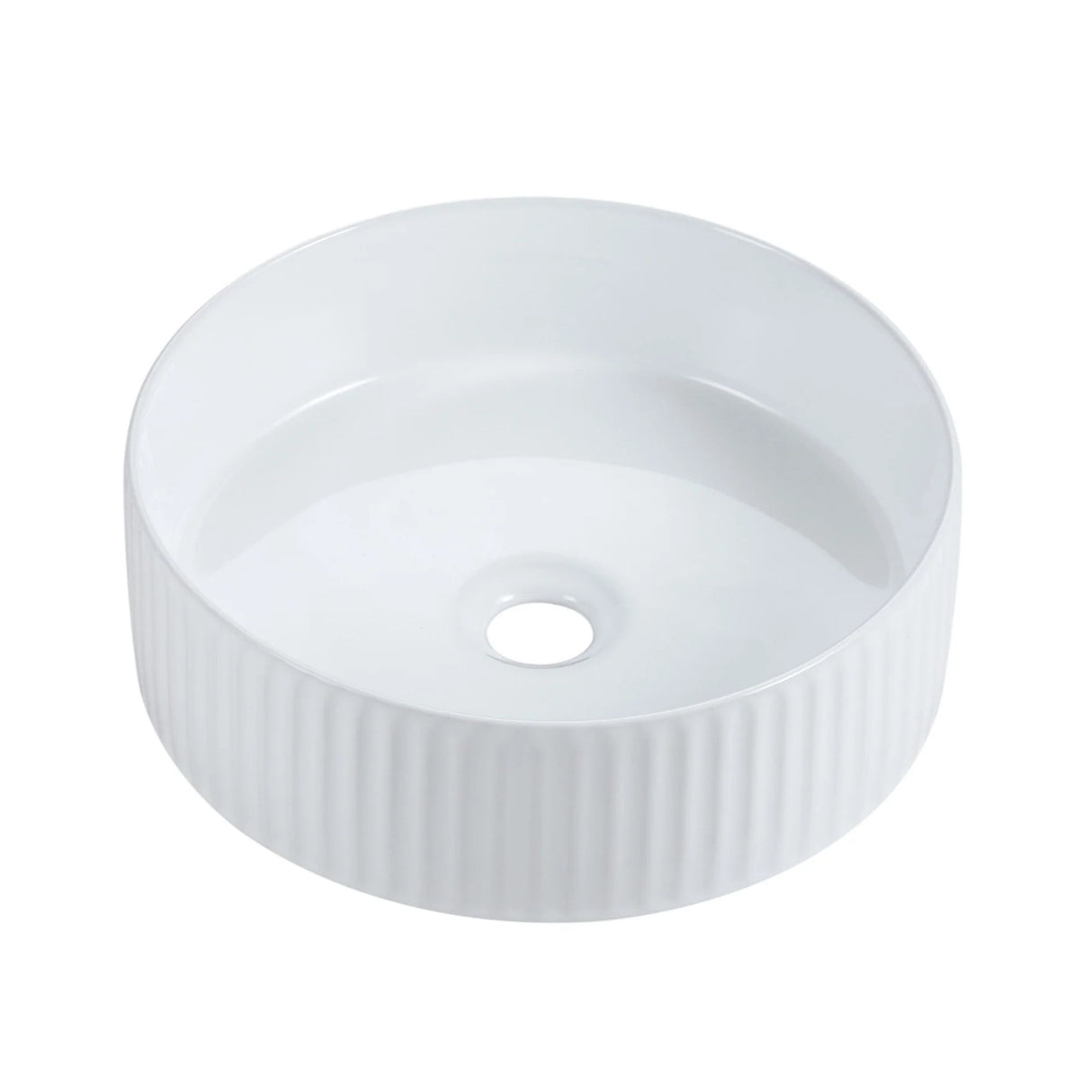 Cora 36 Counter-Top Fluted Round Basin- Gloss White - MTO Marbles & Tiles Outlet