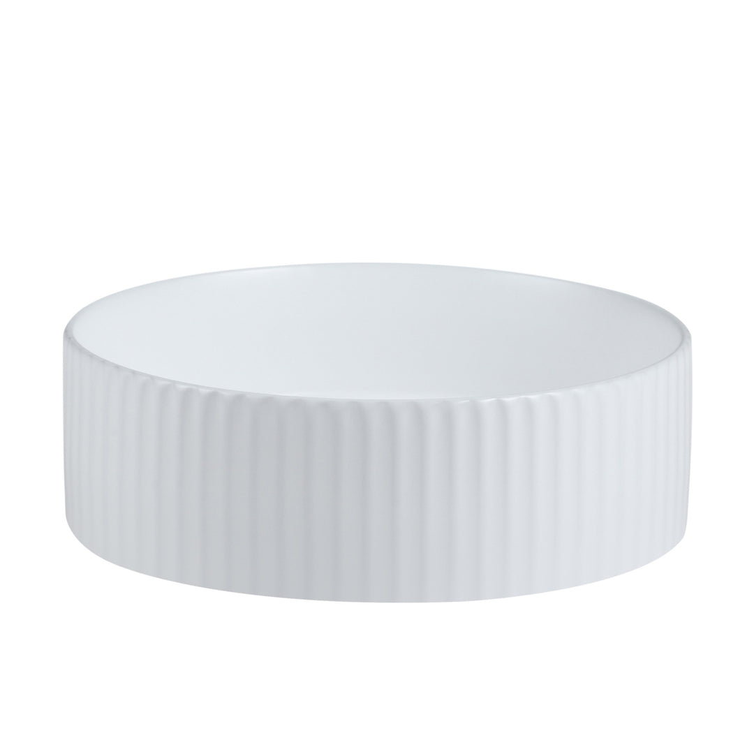 Cora 36 Counter-Top Fluted Round Basin- Gloss White - MTO Marbles & Tiles Outlet