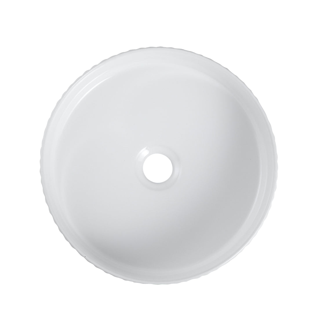 Cora 36 Counter-Top Fluted Round Basin- Gloss White - MTO Marbles & Tiles Outlet