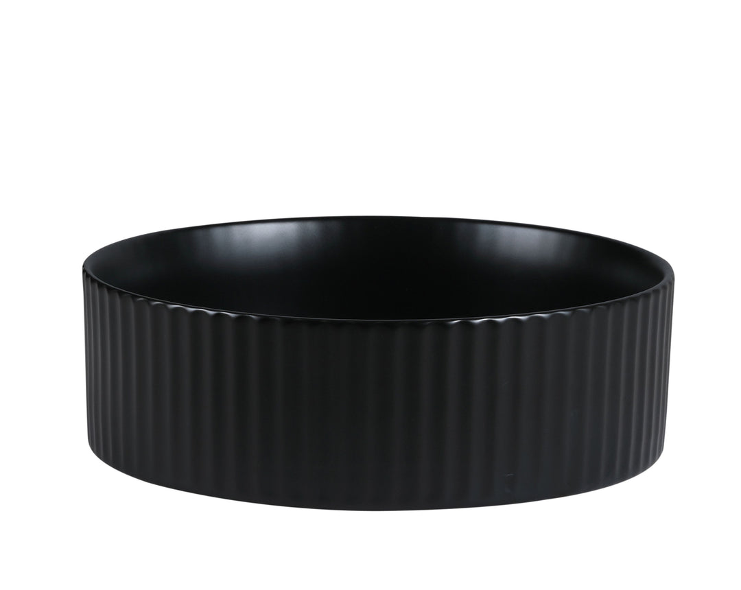 Cora 36 Counter-Top Fluted Round Basin- Matt Black - MTO Marbles & Tiles Outlet