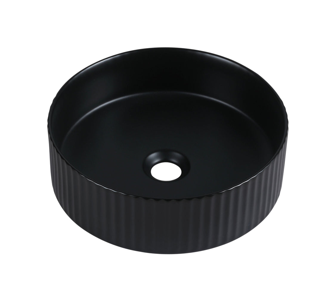 Cora 36 Counter-Top Fluted Round Basin- Matt Black - MTO Marbles & Tiles Outlet