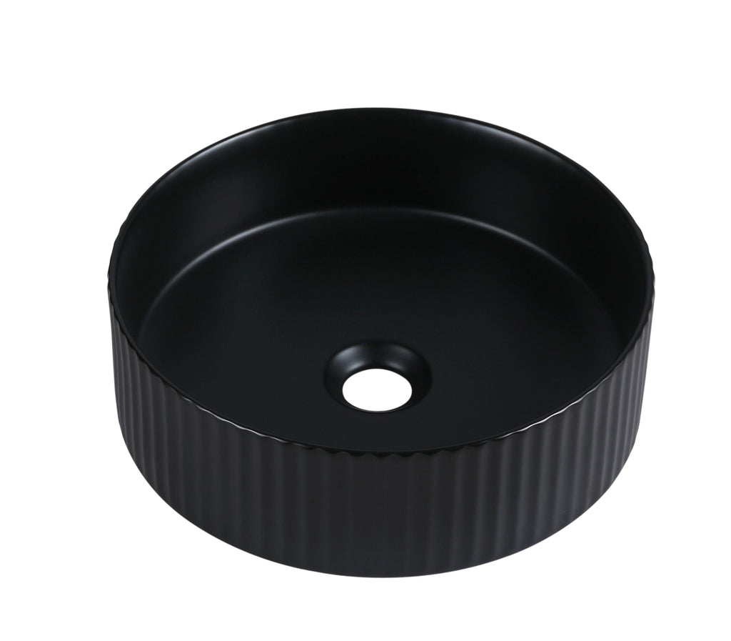 Cora 36 Counter-Top Fluted Round Basin- Matt Black - MTO Marbles & Tiles Outlet