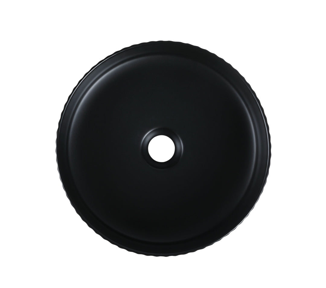 Cora 36 Counter-Top Fluted Round Basin- Matt Black - MTO Marbles & Tiles Outlet