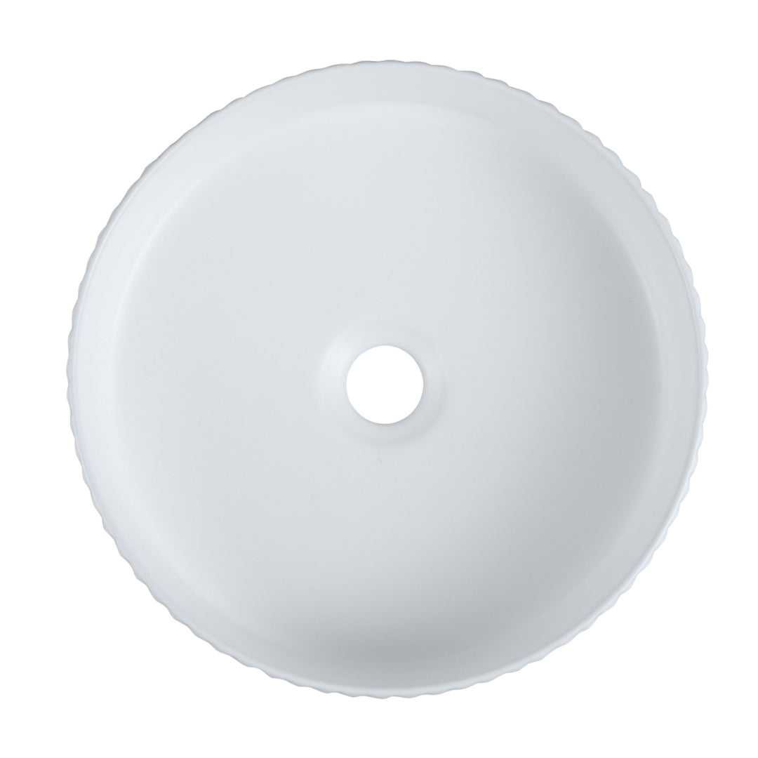 Cora 36 Counter-Top Fluted Round Basin- Matt White - MTO Marbles & Tiles Outlet