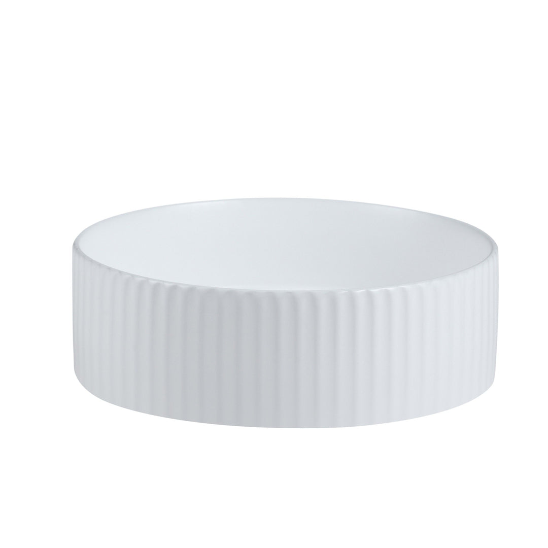 Cora 36 Counter-Top Fluted Round Basin- Matt White - MTO Marbles & Tiles Outlet