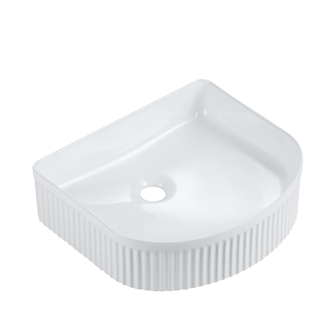 Cora 40 Counter-Top Fluted Arch Basin - Gloss White - MTO Marbles & Tiles Outlet