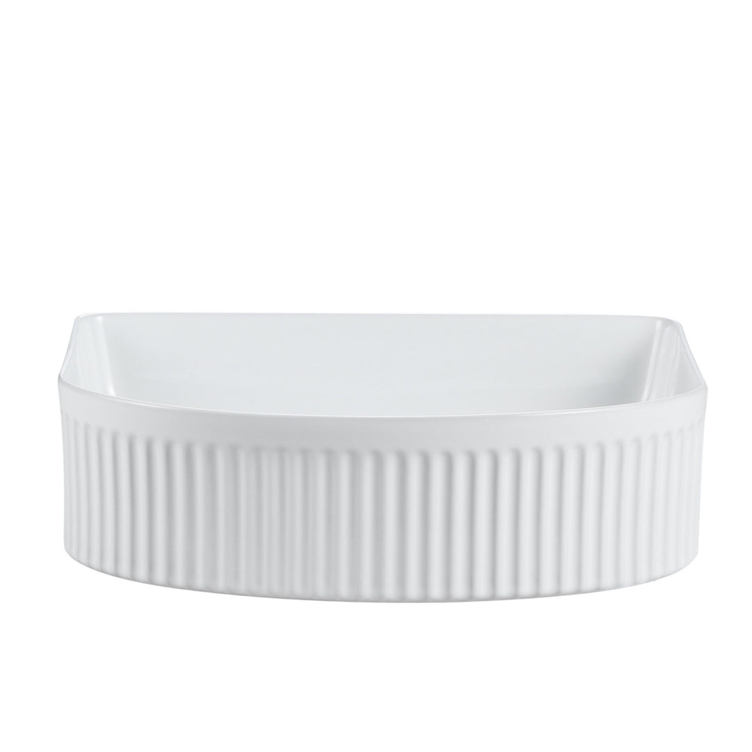 Cora 40 Counter-Top Fluted Arch Basin - Gloss White - MTO Marbles & Tiles Outlet