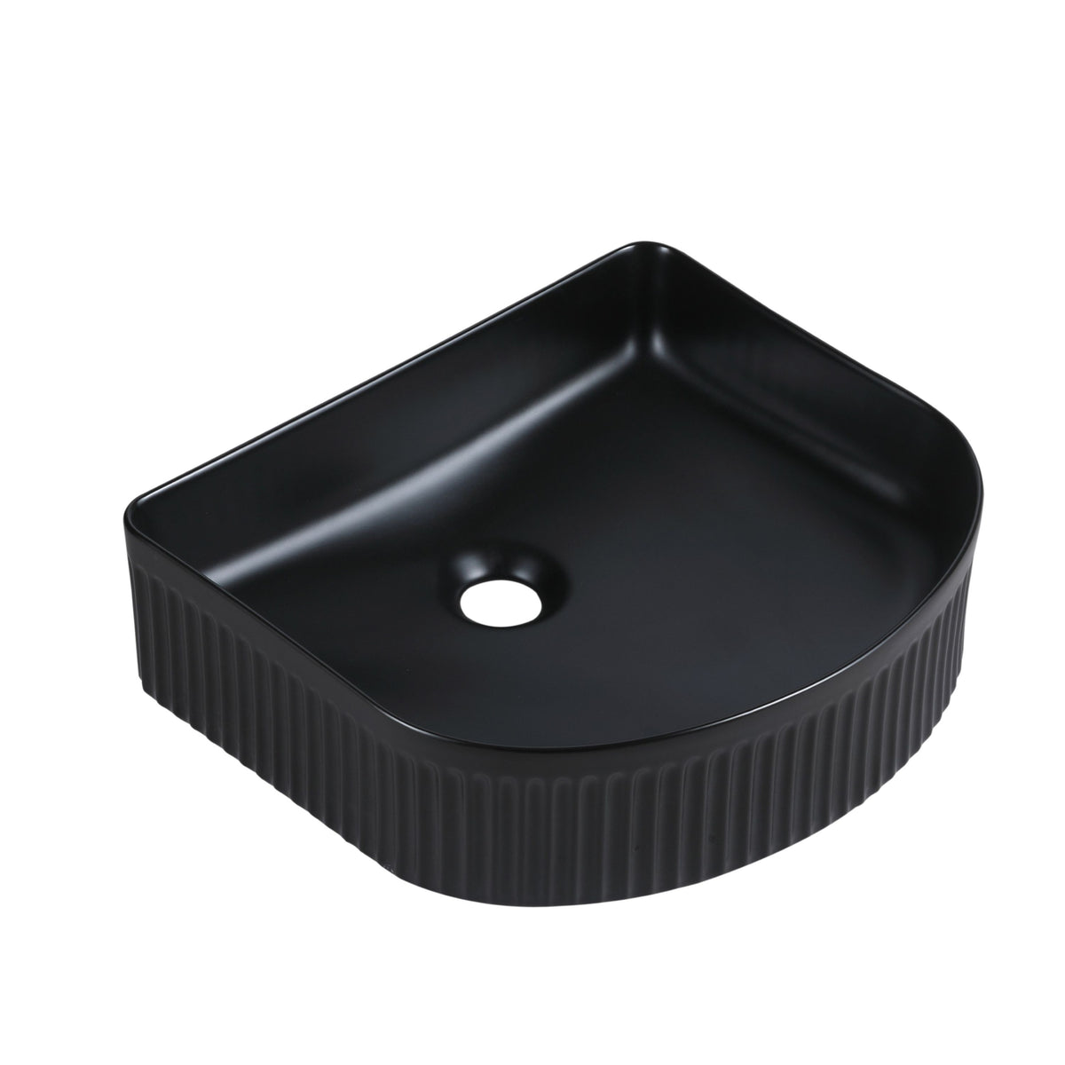 Cora 40 Counter-Top Fluted Arch Basin - Matt Black - MTO Marbles & Tiles Outlet