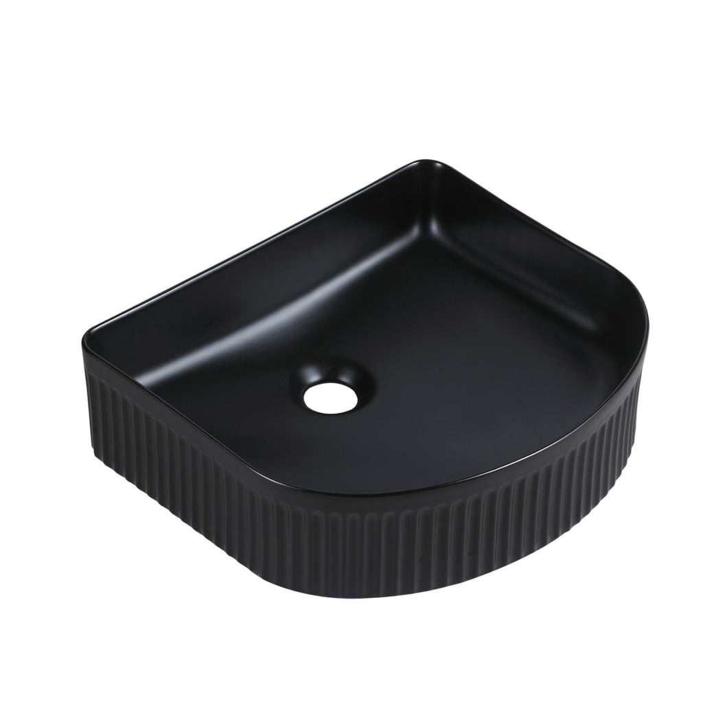 Cora 40 Counter-Top Fluted Arch Basin - Matt Black - MTO Marbles & Tiles Outlet
