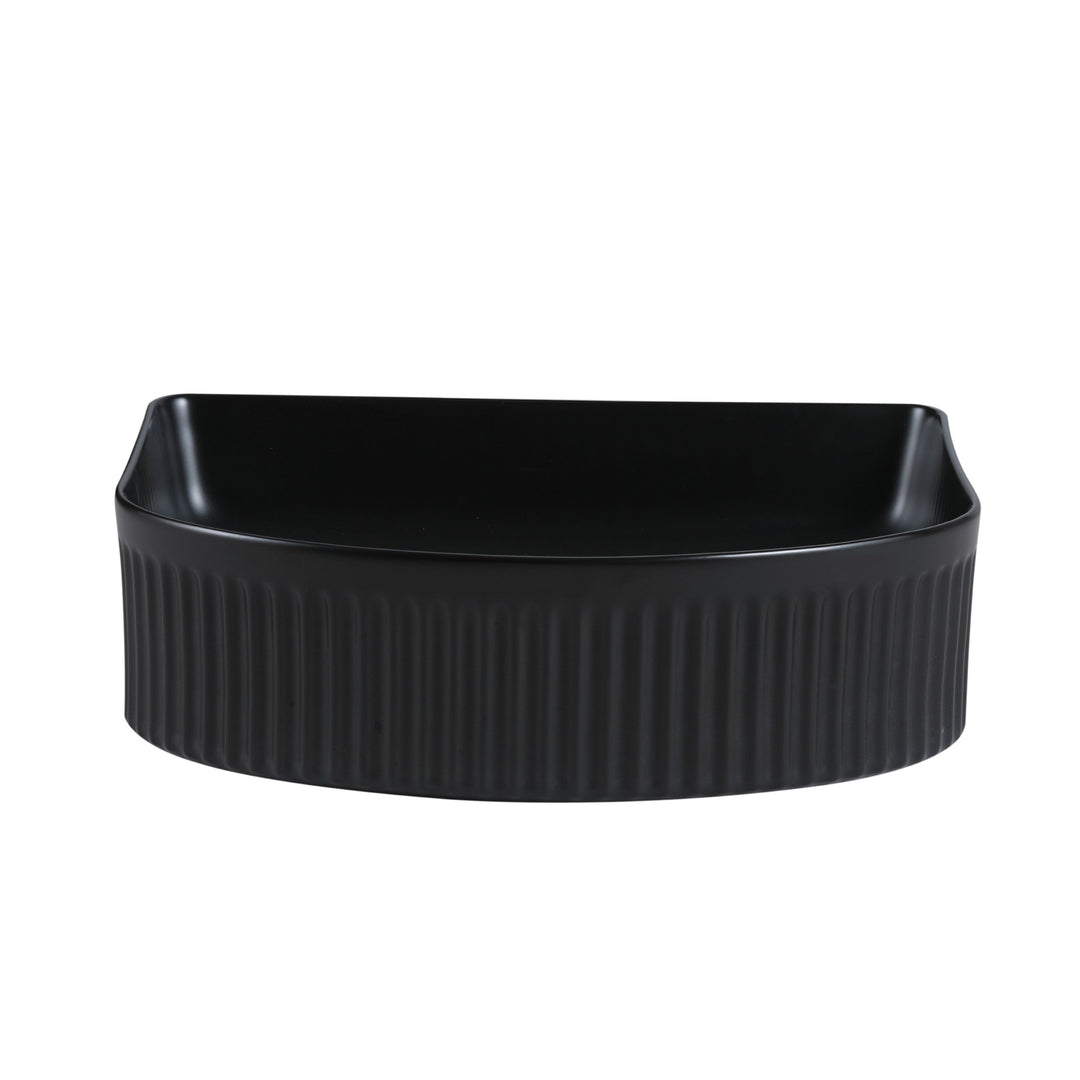 Cora 40 Counter-Top Fluted Arch Basin - Matt Black - MTO Marbles & Tiles Outlet