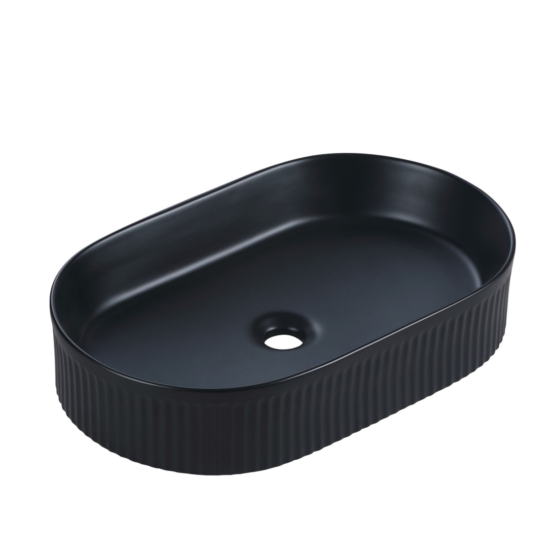 Cora 58 Counter-Top Fluted Oval Basin - Matt Black - MTO Marbles & Tiles Outlet
