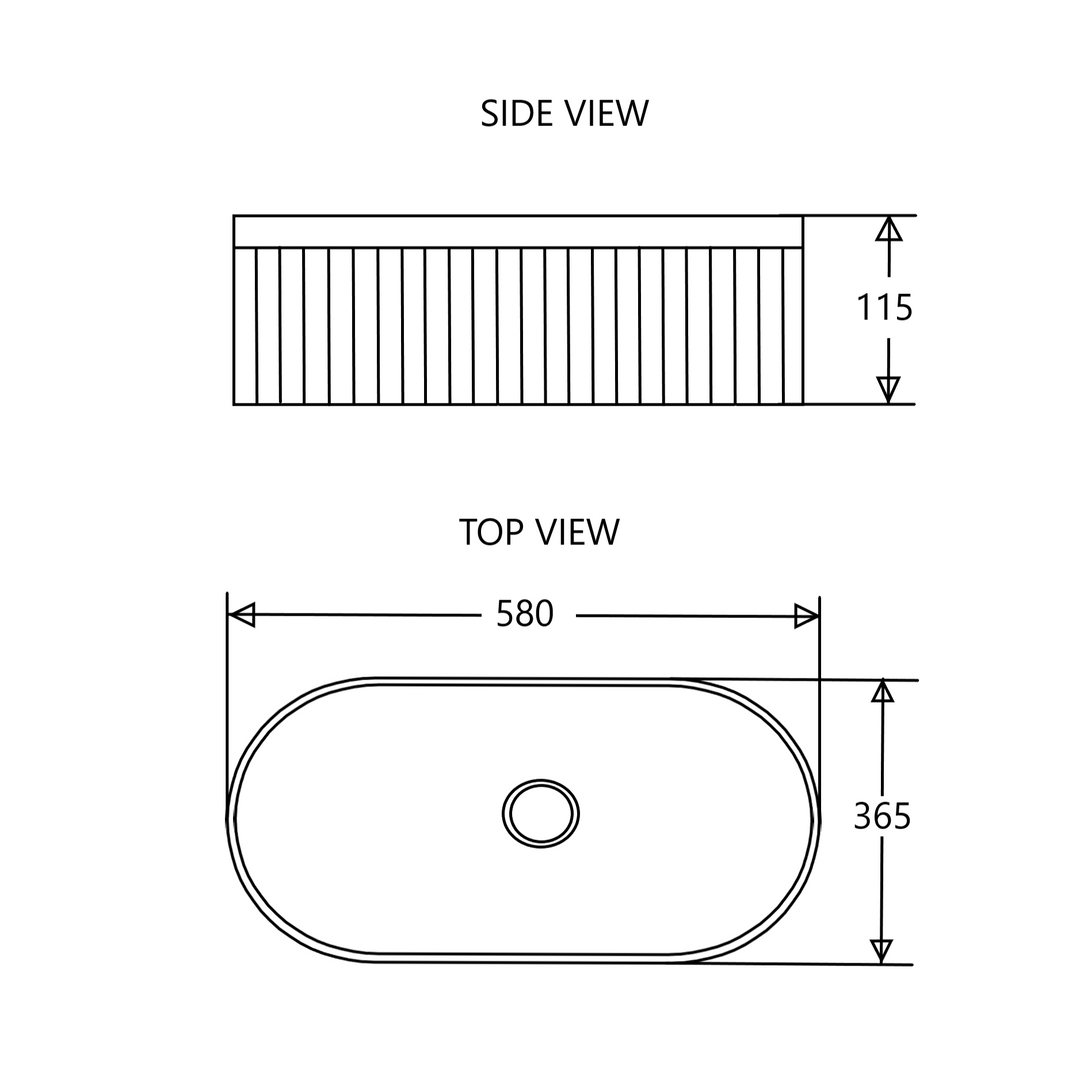 Cora 58 Counter-Top Fluted Oval Basin - Matt White - MTO Marbles & Tiles Outlet