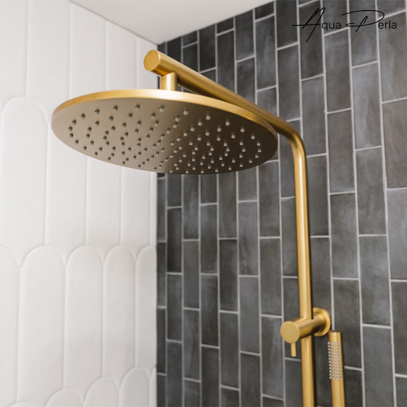 10" Brushed Brass Shower Station - MTO Marbles & Tiles Outlet