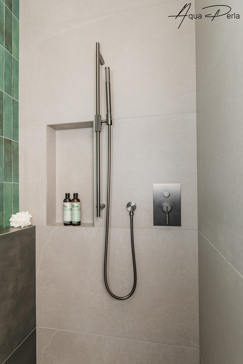 CADDENCE - Brushed Gunmetal Shower Rail - MTO Marbles & Tiles Outlet