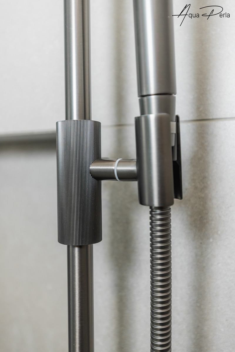 CADDENCE - Brushed Gunmetal Shower Rail - MTO Marbles & Tiles Outlet