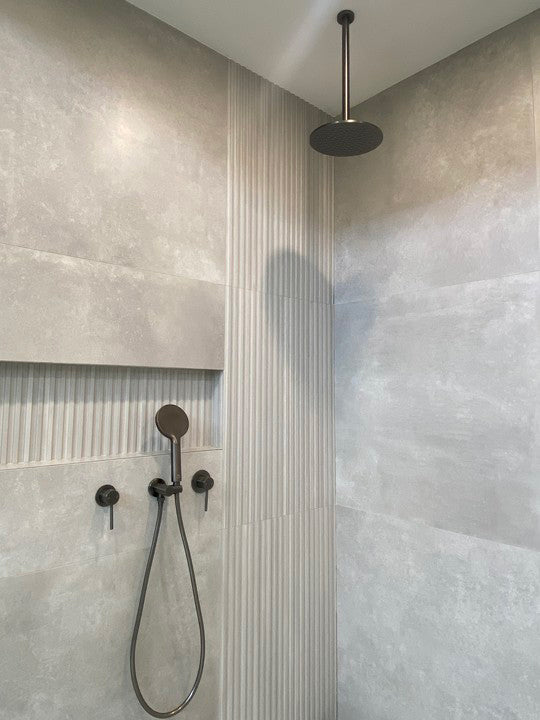 Gunmetal Shower Rail with Handheld Shower - MTO Marbles & Tiles Outlet