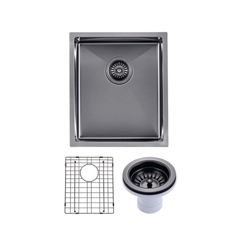 390x450x215mm Gunmetal Stainless Steel PVD Single Bowl Kitchen Sink - MTO Marbles & Tiles Outlet