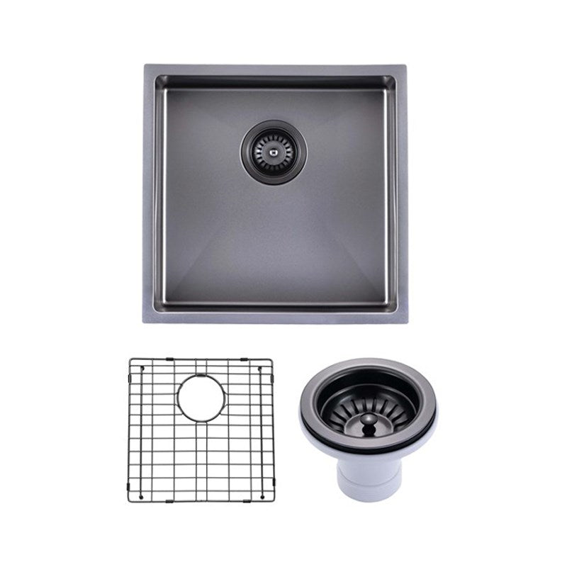 440x440x205mm Gunmetal Stainless Steel PVD Single Bowl Kitchen Sink - MTO Marbles & Tiles Outlet