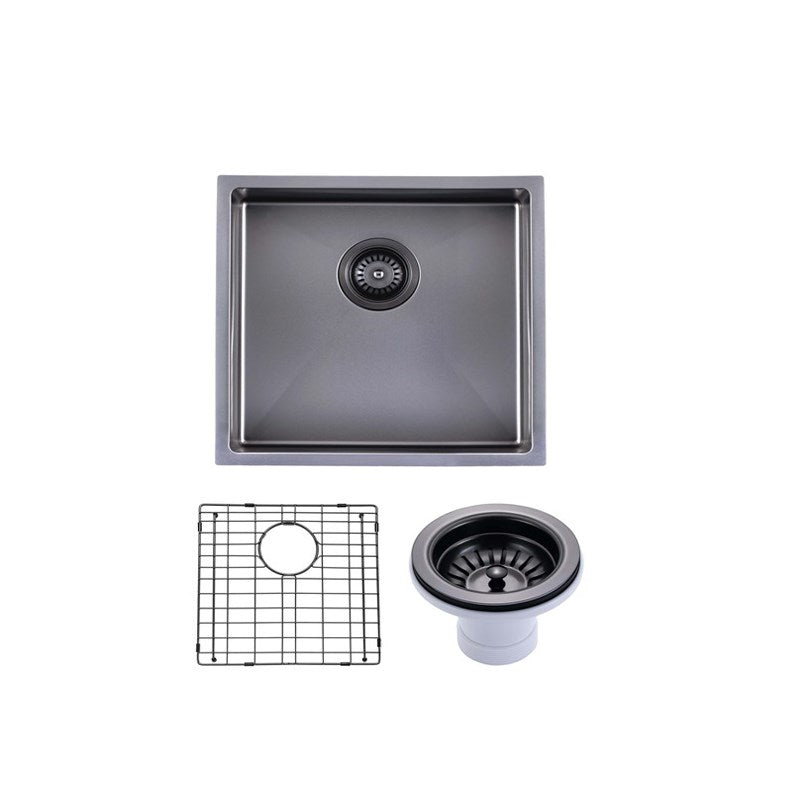 440x440x205mm Gunmetal Stainless Steel PVD Single Bowl Kitchen Sink - MTO Marbles & Tiles Outlet