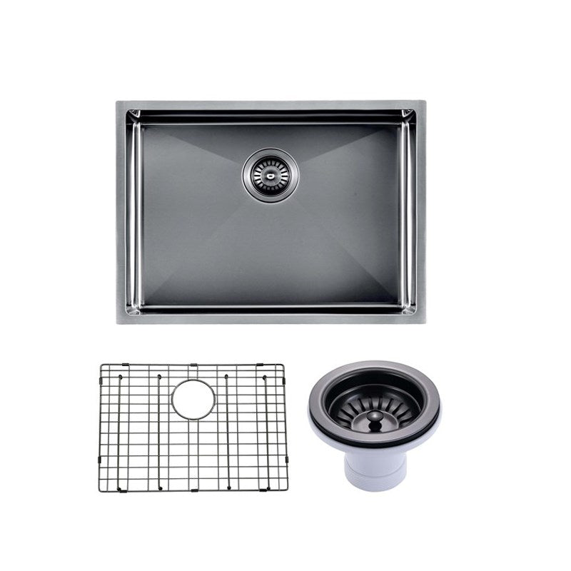 600x450x230mm Gunmetal Stainless Steel PVD Single Bowl Kitchen Sink - MTO Marbles & Tiles Outlet