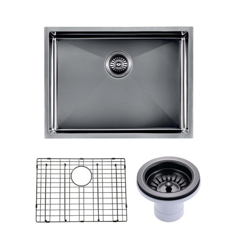 600x450x300mm Gunmetal Stainless Steel PVD Single Bowl Kitchen Sink - MTO Marbles & Tiles Outlet