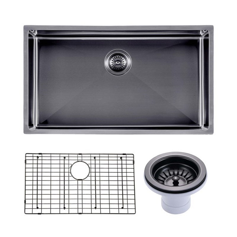 762x457x254mm Gunmetal Stainless Steel PVD Single Bowl Kitchen Sink - MTO Marbles & Tiles Outlet