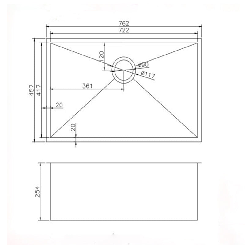 762x457x254mm Gunmetal Stainless Steel PVD Single Bowl Kitchen Sink - MTO Marbles & Tiles Outlet