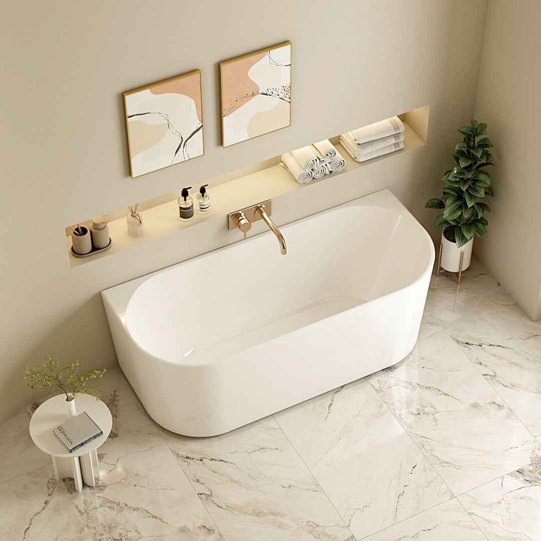Musen Ultra-Thin Back-to-Wall Bathtub - Gloss White