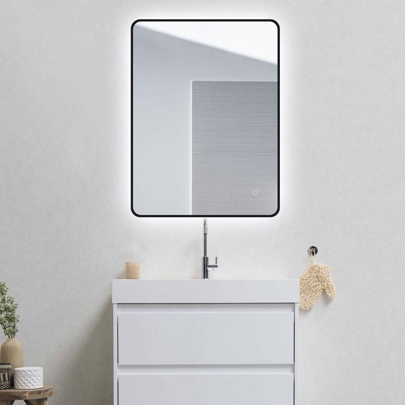 810x610mm Matte Black Framed LED Mirror - MTO Marbles & Tiles Outlet