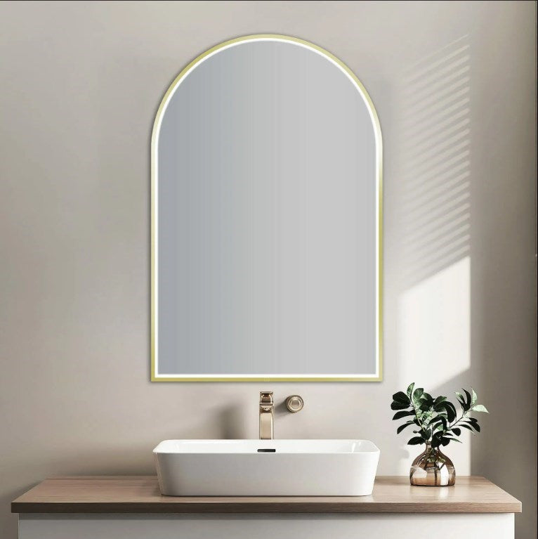 600x900mm Brushed Gold Framed LED Mirror - MTO Marbles & Tiles Outlet