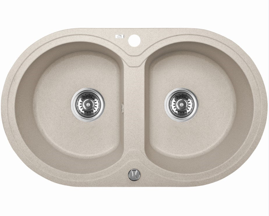 470x780x204mm Beige Granite Double Bowl Kitchen Sink - MTO Marbles & Tiles Outlet