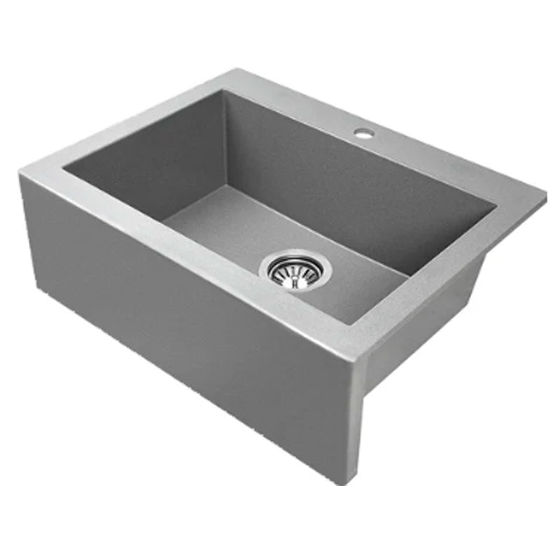 490x580x220mm Grey Granite Single Bowl Kitchen Sink - MTO Marbles & Tiles Outlet