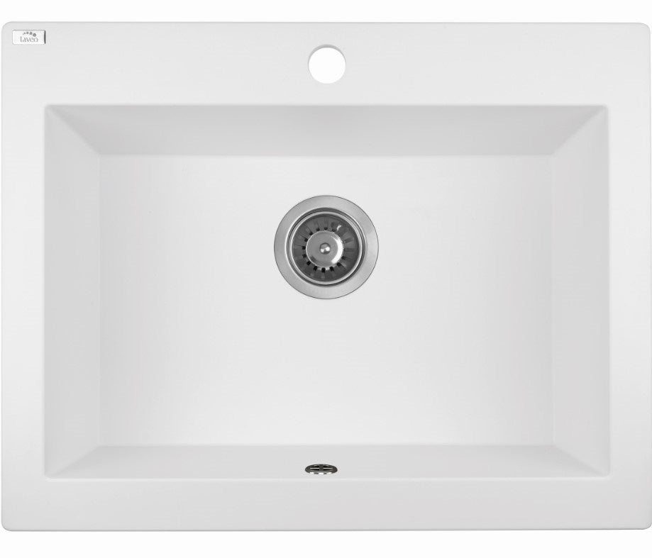 490x580x220mm White Granite Single Bowl Kitchen Sink - MTO Marbles & Tiles Outlet