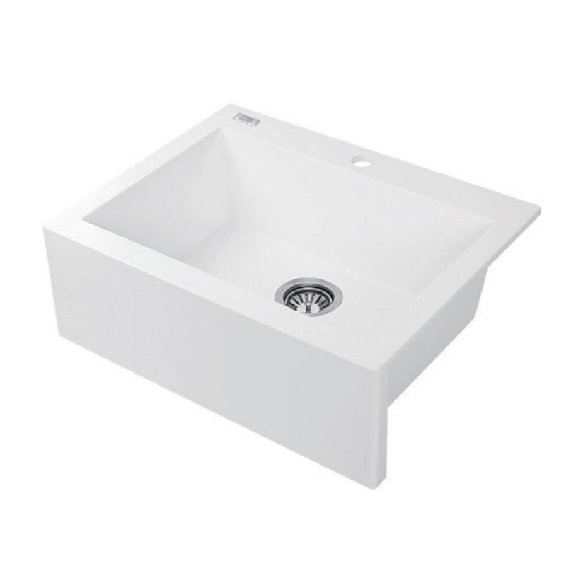 490x580x220mm White Granite Single Bowl Kitchen Sink - MTO Marbles & Tiles Outlet
