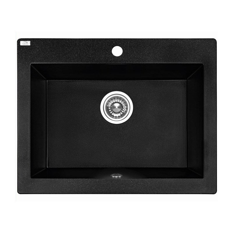 490x580x220mm Black Granite Single Bowl Kitchen Sink - MTO Marbles & Tiles Outlet