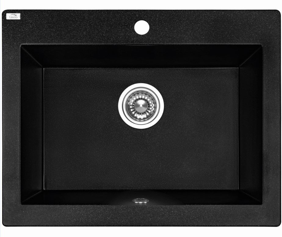 490x580x220mm Black Granite Single Bowl Kitchen Sink - MTO Marbles & Tiles Outlet