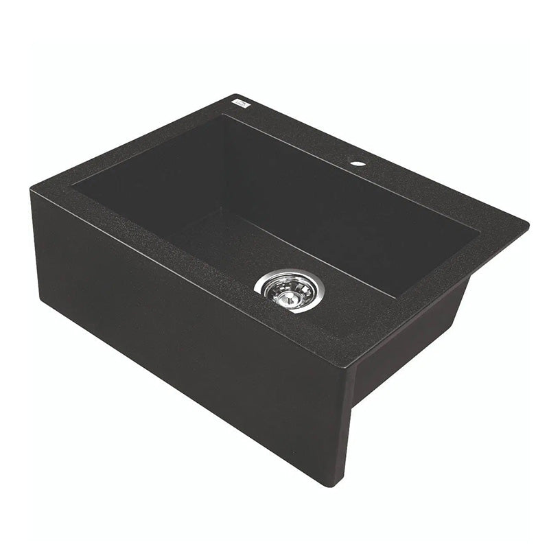 490x580x220mm Black Granite Single Bowl Kitchen Sink - MTO Marbles & Tiles Outlet