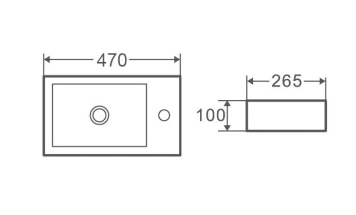 Mini 45R Compact Wall-Hung Basin - MTO Marbles & Tiles Outlet