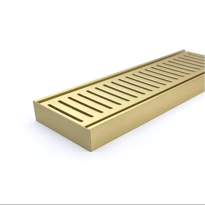 100x100x26mm Brushed Gold Ezy Flow Floor Grate - MTO Marbles & Tiles Outlet