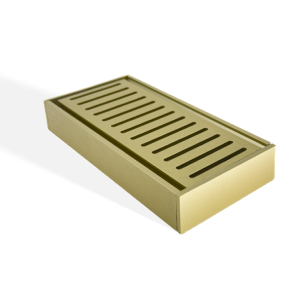 100x100x35mm Brushed Gold Ezy Flow Floor Grate - MTO Marbles & Tiles Outlet