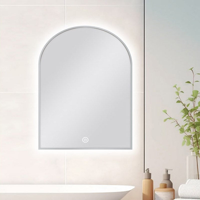 600x900mm Brushed Nickel Framed LED Mirror - MTO Marbles & Tiles Outlet