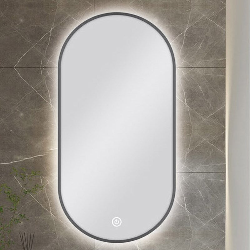 450x900mm Gunmetal Framed LED Mirror - MTO Marbles & Tiles Outlet