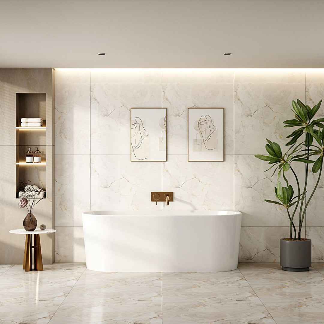 Musen Ultra-Thin Back-to-Wall Bathtub - Gloss White