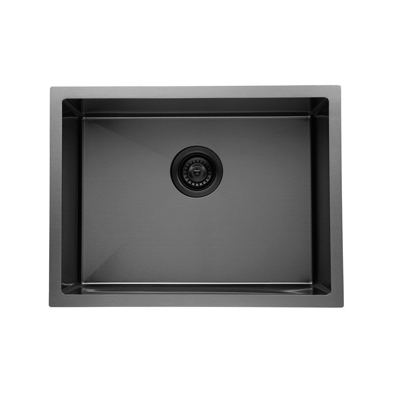 580x440x230mm Gun Metal Grey Stainless Steel Single Bowl Kitchen Sink - MTO Marbles & Tiles Outlet
